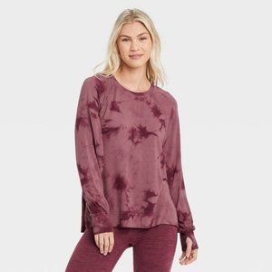 Joy Lab Sweatshirt Burgundy Tie Dye Long Sleeve Loose Fit Soft NWT